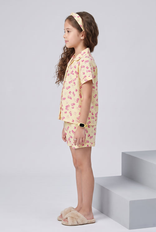 Barbie Lemon Print Shirt & Shorts Night Suit Set BANS0029