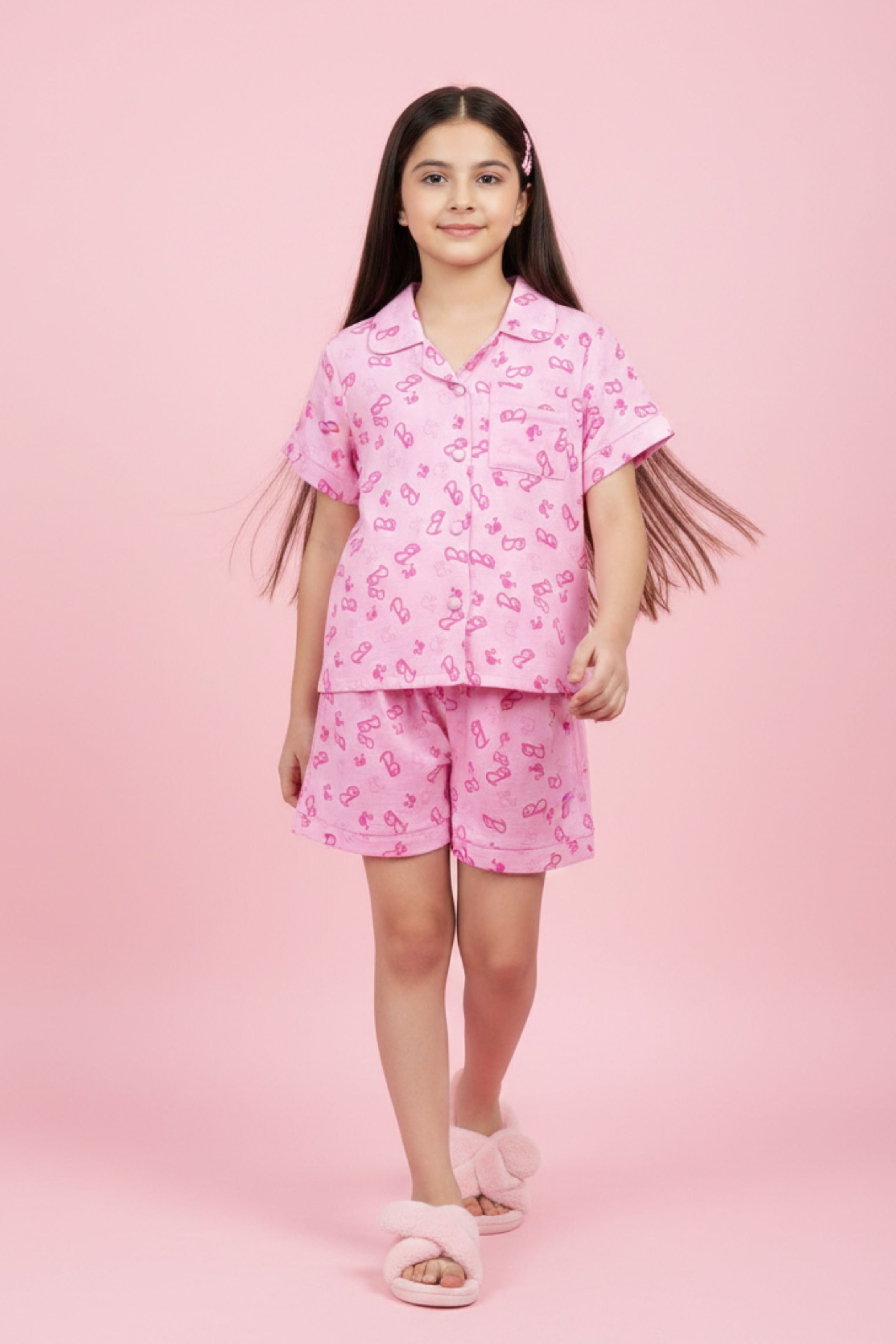 Barbie Pink Cotton Night Suit Set  BANS0029