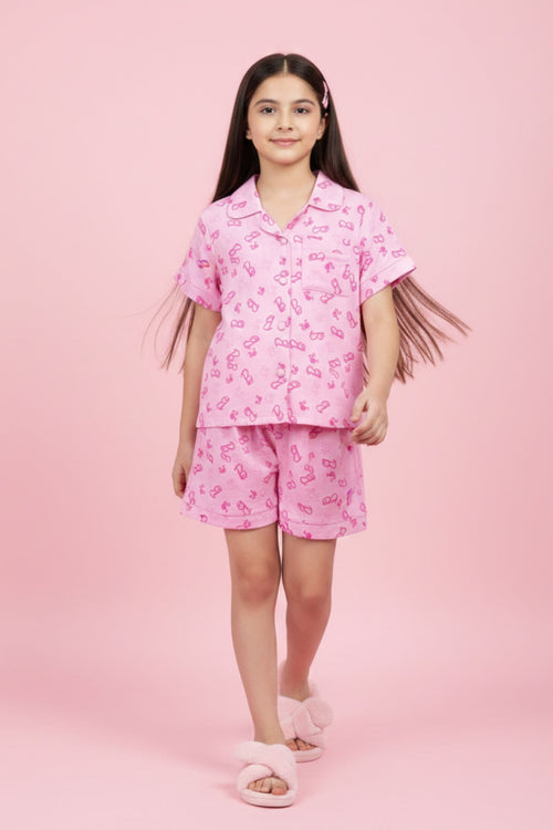 Barbie Pink Cotton Night Suit Set  BANS0029