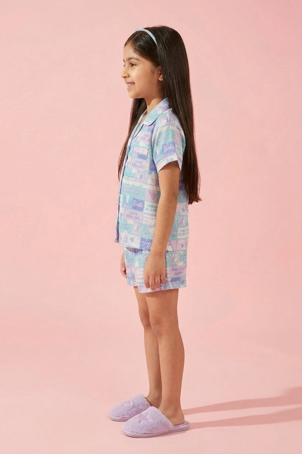Barbie Pastel Printed Shirt & Shorts Nightsuit Set BANS0031
