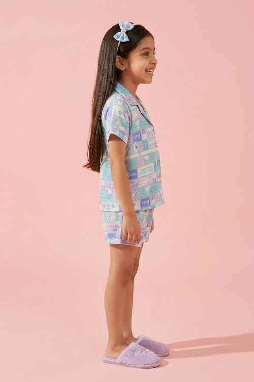 Barbie Pastel Printed Shirt & Shorts Nightsuit Set BANS0031