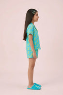 Barbie Blue & Yellow B Print Shirt & Shorts Nightwear Set BANS0047