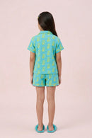 Barbie Blue & Yellow B Print Shirt & Shorts Nightwear Set BANS0047