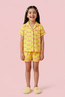 Barbie Yellow Logo Printed Shirt & Shorts Nightsuit Set BANS0048
