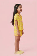 Barbie Yellow Logo Printed Shirt & Shorts Nightsuit Set BANS0048