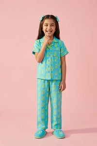 Barbie Blue B Print Shirt & Full Pant Nightwear Set BANS0051