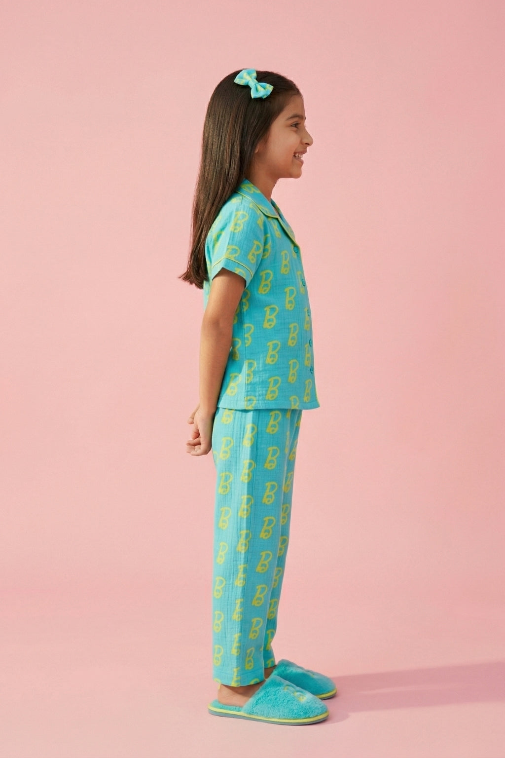 Barbie Blue B Print Shirt & Full Pant Nightwear Set BANS0051