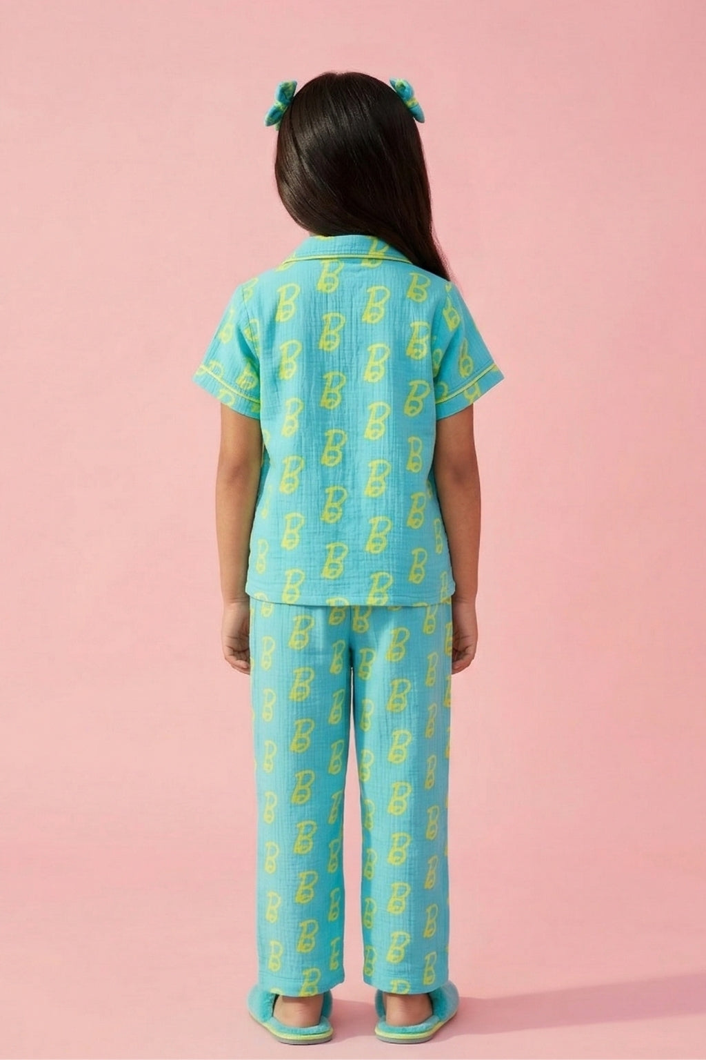 Barbie Blue B Print Shirt & Full Pant Nightsuit Set BANS0051