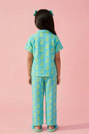Barbie Blue B Print Shirt & Full Pant Nightwear Set BANS0051
