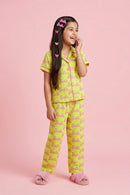 Barbie Yellow Printed Shirt & Full Pant Nightwear Set BANS0052