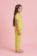 Barbie Yellow Printed Shirt & Full Pant Nightwear Set BANS0052