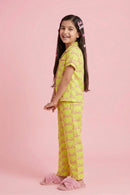 Barbie Yellow Printed Shirt & Full Pant Nightwear Set BANS0052