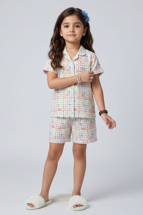 Barbie Check Print Cotton Nightsuit Set BANS0055