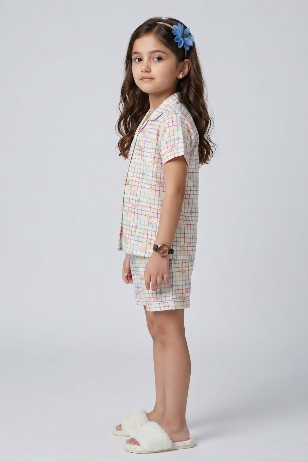 Barbie Check Print Cotton Nightsuit Set BANS0055