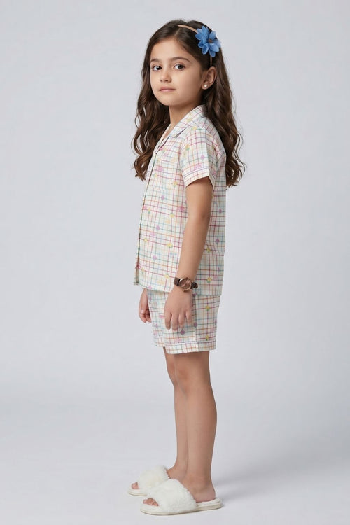 Barbie Check Print Cotton Nightsuit Set BANS0055