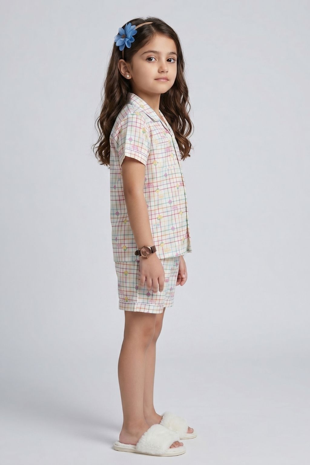 Barbie Check Print Cotton Nightsuit Set BANS0055