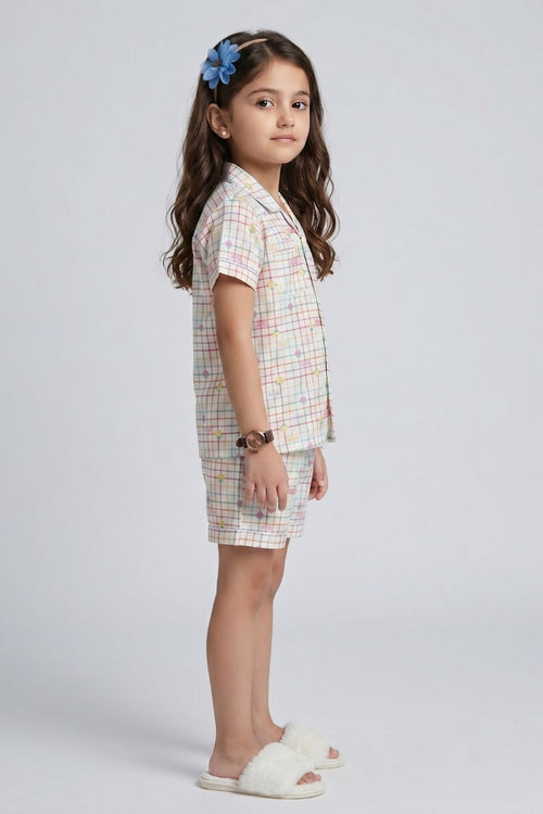 Barbie Check Print Cotton Nightsuit Set BANS0055