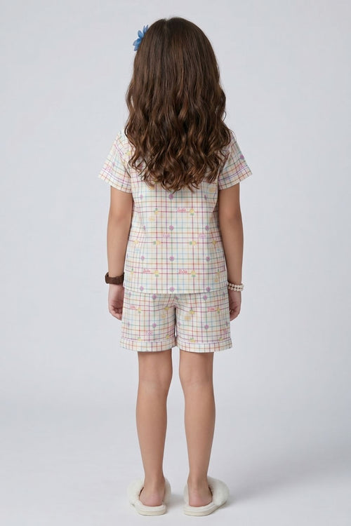 Barbie Check Print Cotton Nightsuit Set BANS0055