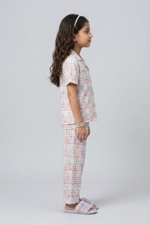 Barbie Pastel Check Print Cotton Nightsuit Set BANS0073