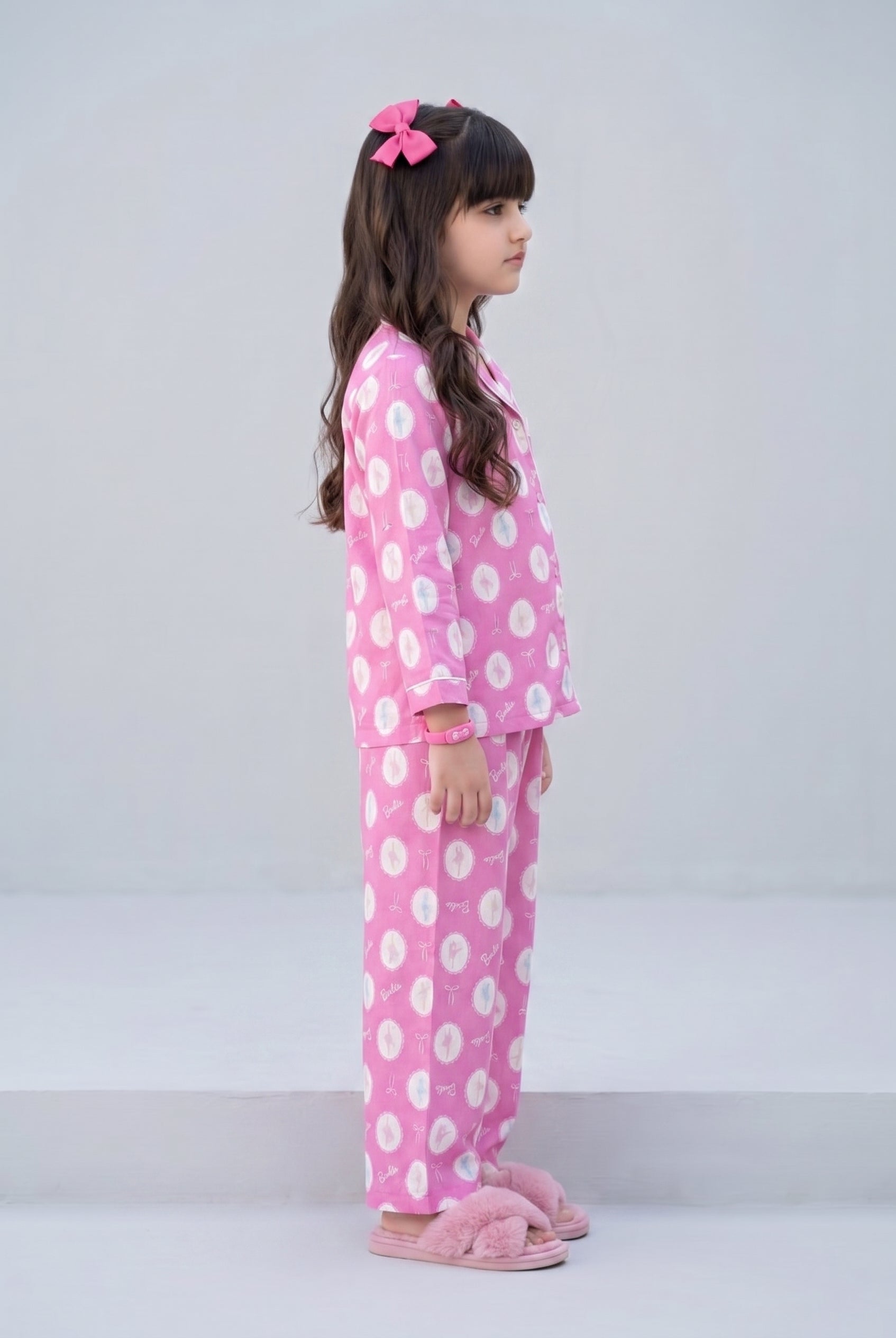 Barbie Pink Printed Shirt & Pyjama Night Suit BANS0085