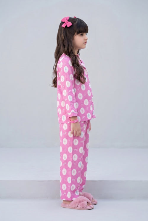 Barbie Pink Printed Shirt & Pyjama Night Suit BANS0085