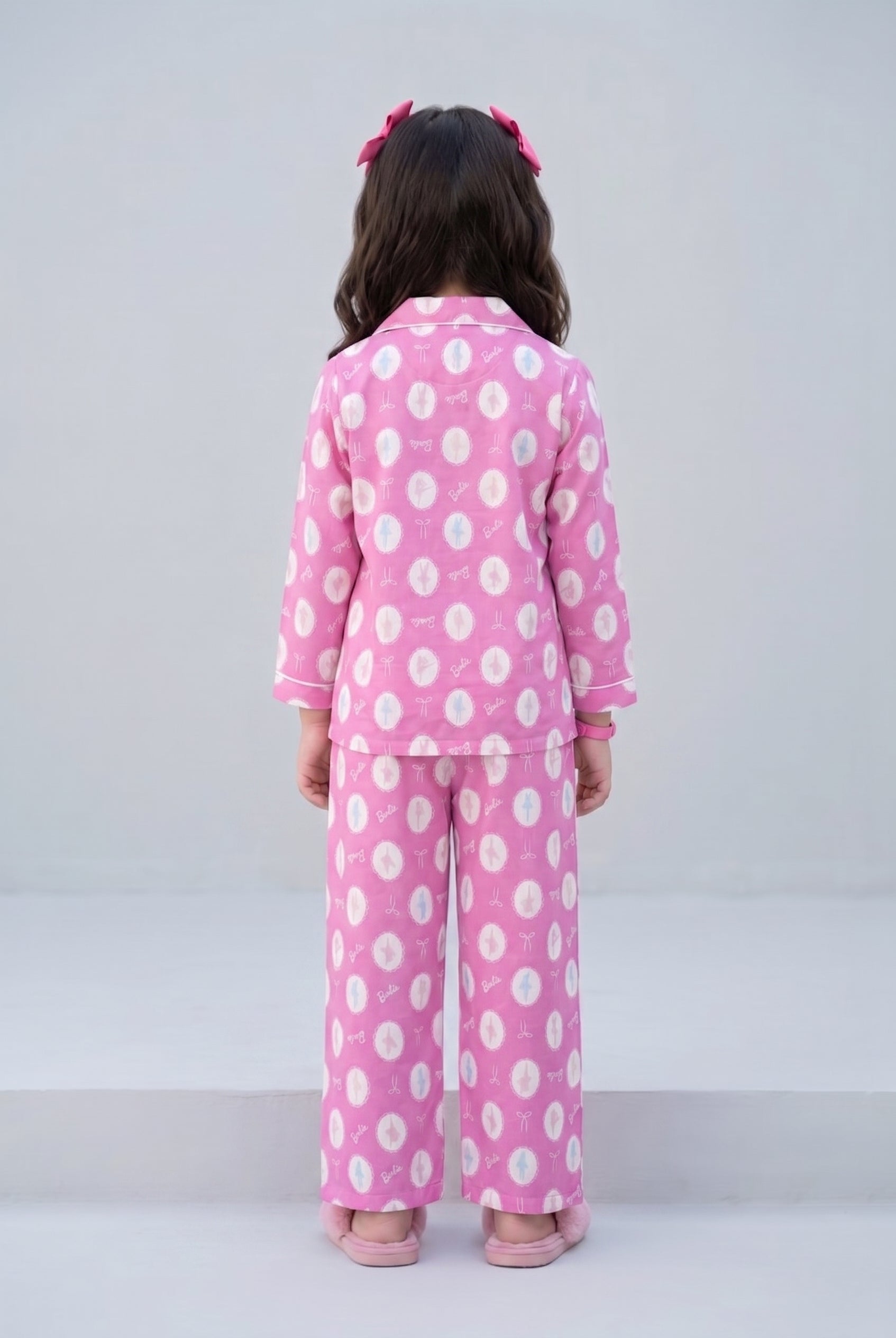 Barbie Pink Printed Shirt & Pyjama Night Suit BANS0085