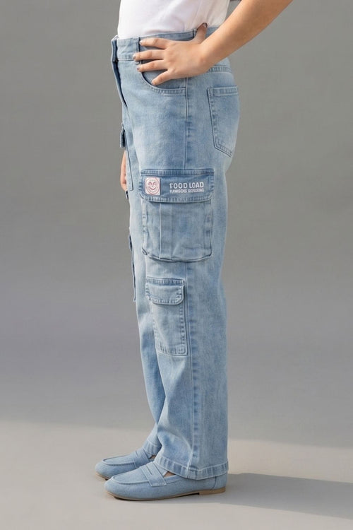 Barbie Light Blue Cargo Denim Pant BAP501