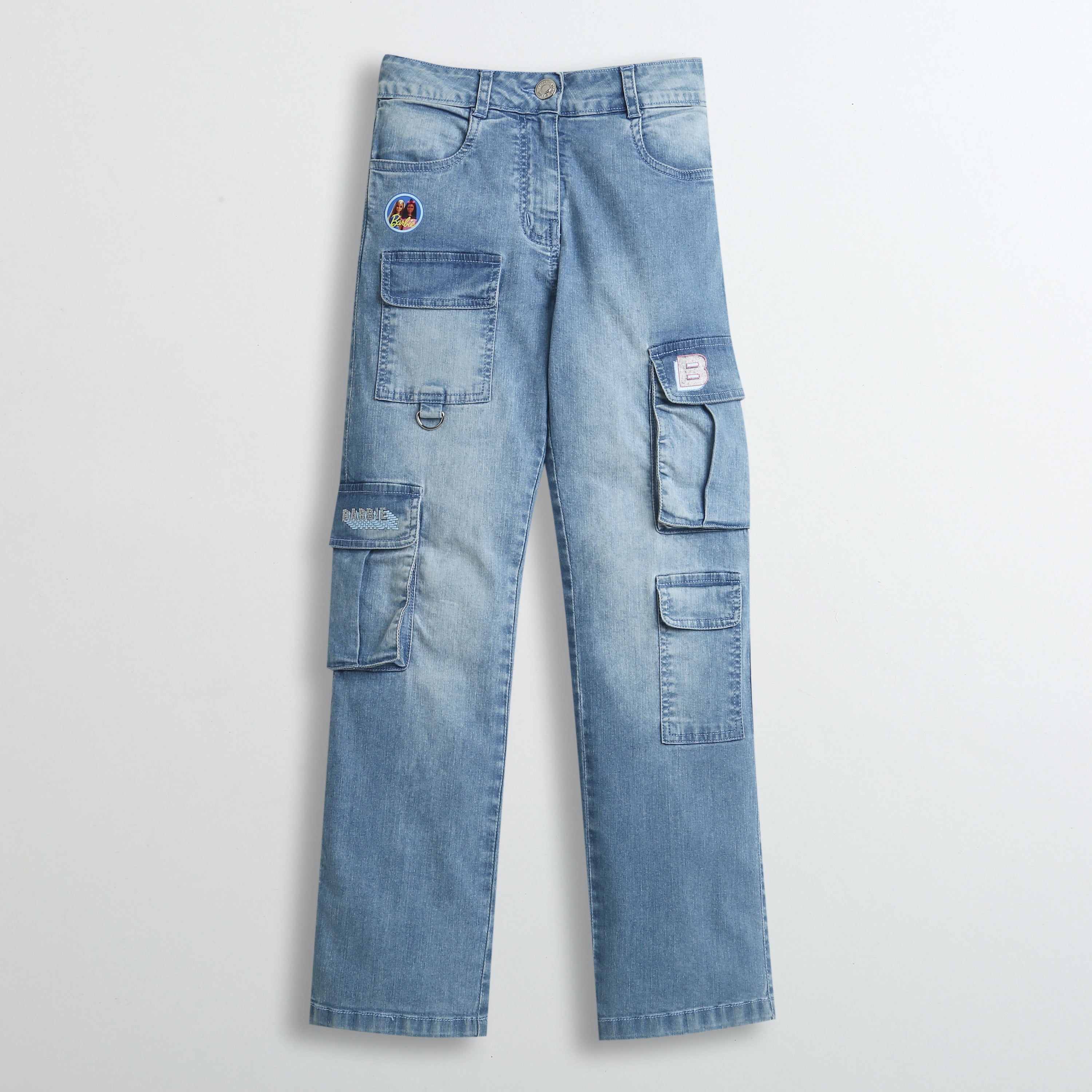 Barbie Light Blue Cargo Denim Pant | Trendy Girls Outfit Online | Kids