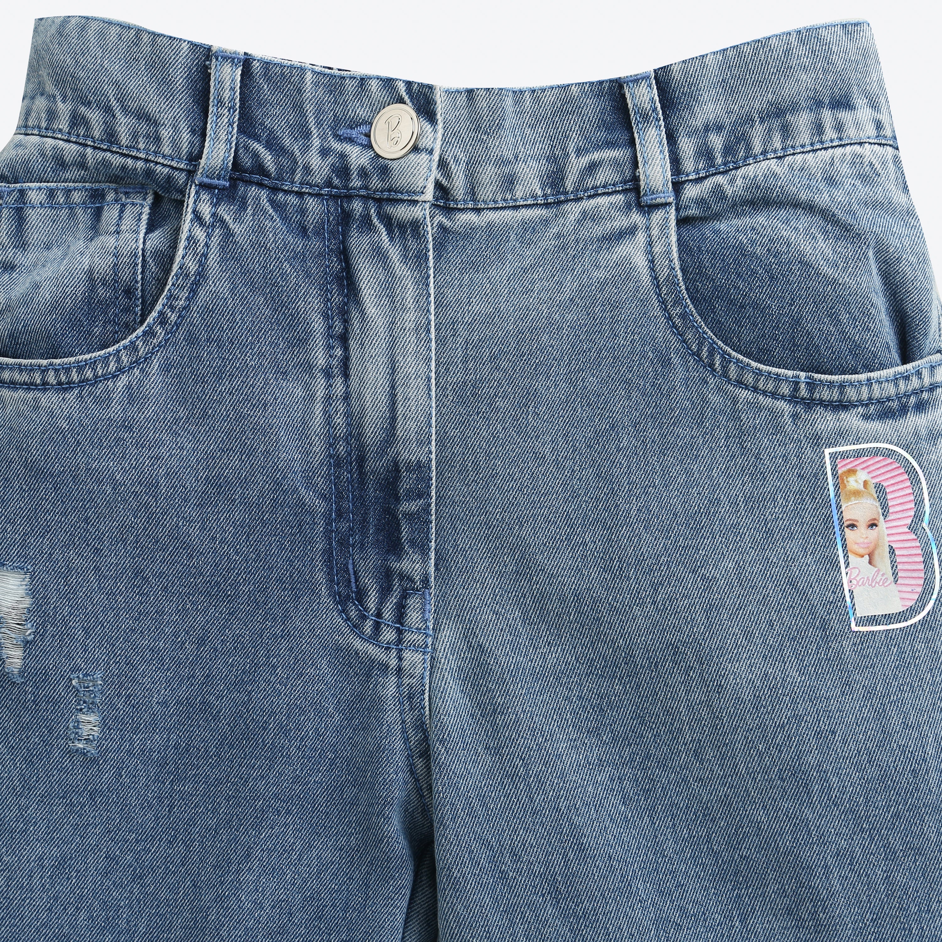 Barbie Distressed Patchwork Girls Jeans | Trendy Girls Outfit Online | Kids