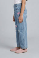Barbie Distressed Patchwork Light Blue Jeans BAP504
