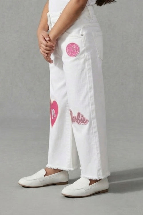 Barbie Graphic White Denim Pants BAP506