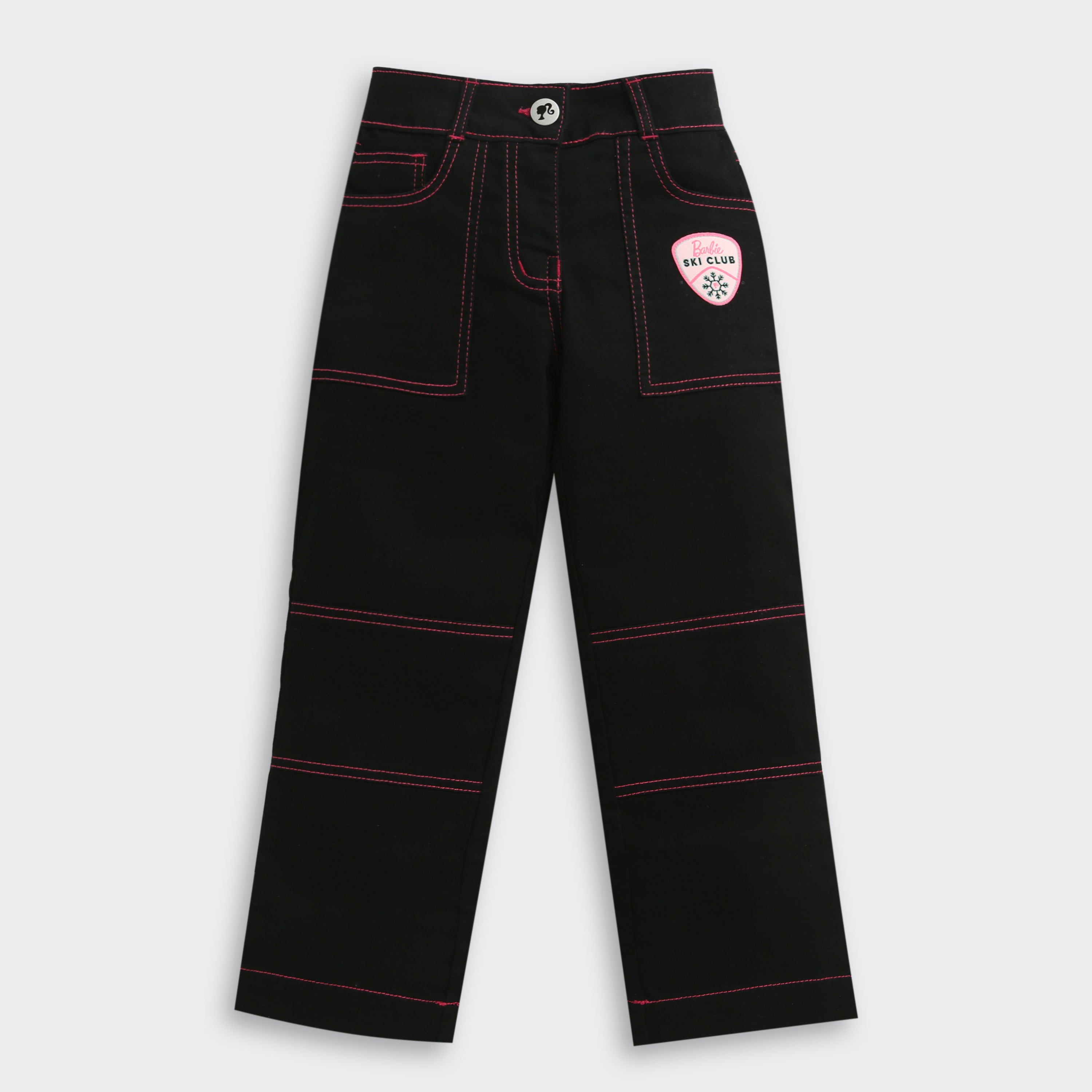 Barbie Denim Jeans With Red Stitching | Stylish Everyday Wear For Girls| Kids