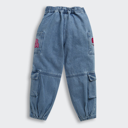 Barbie Denim Heart Embroidered Cargo Pants BAP524