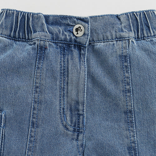 Barbie Denim Heart Embroidered Cargo Pants BAP524