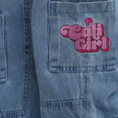 Barbie Denim Heart Embroidered Cargo Pants | Stylish Girls Casual Wear | Kids