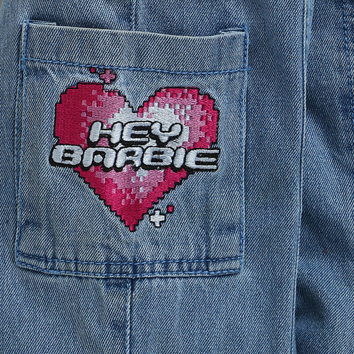 Barbie Denim Heart Embroidered Cargo Pants BAP524