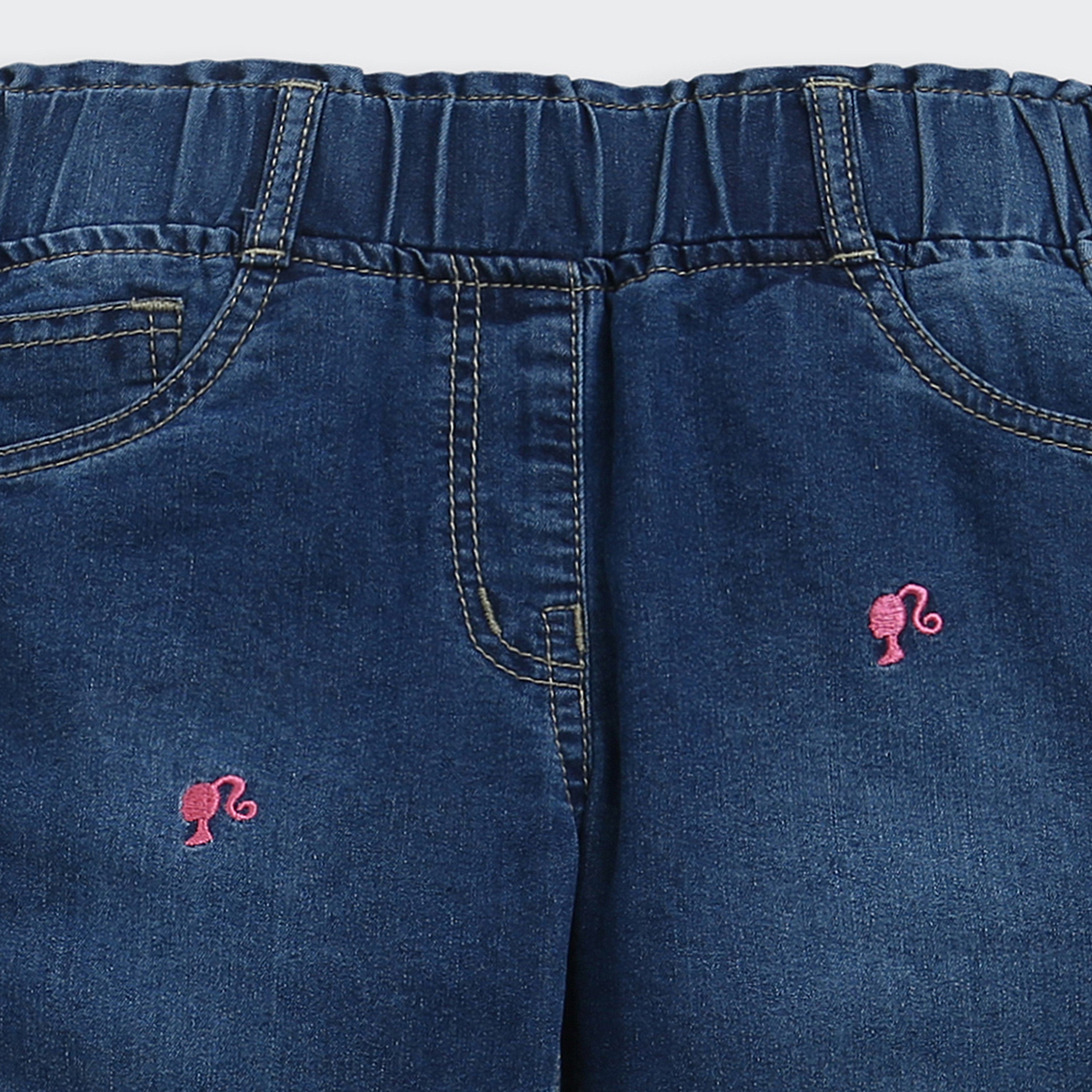 Barbie x Tiny Girl Embroidered Denim Pants for Girls | Casual Kidswear