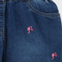 Barbie x Tiny Girl Embroidered Denim Pants for Girls | Casual Kidswear