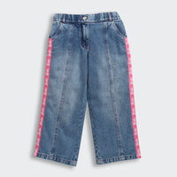 Barbie x Tiny Girl Denim Side Tape Jeans for Girls | Trendy Kidswear