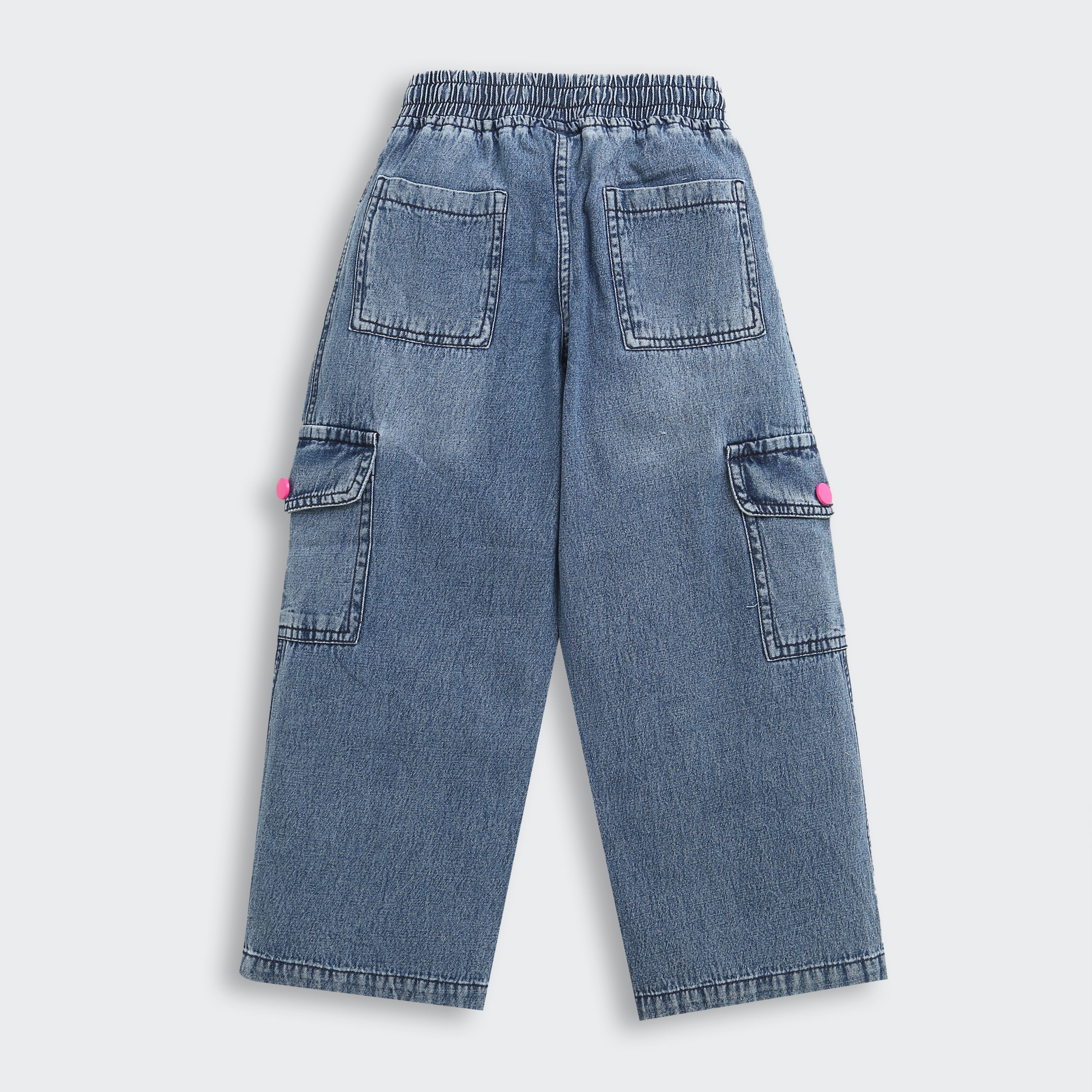 Barbie x Tiny Girl Light Wash Cargo Jeans for Girls | Trendy Kidswear
