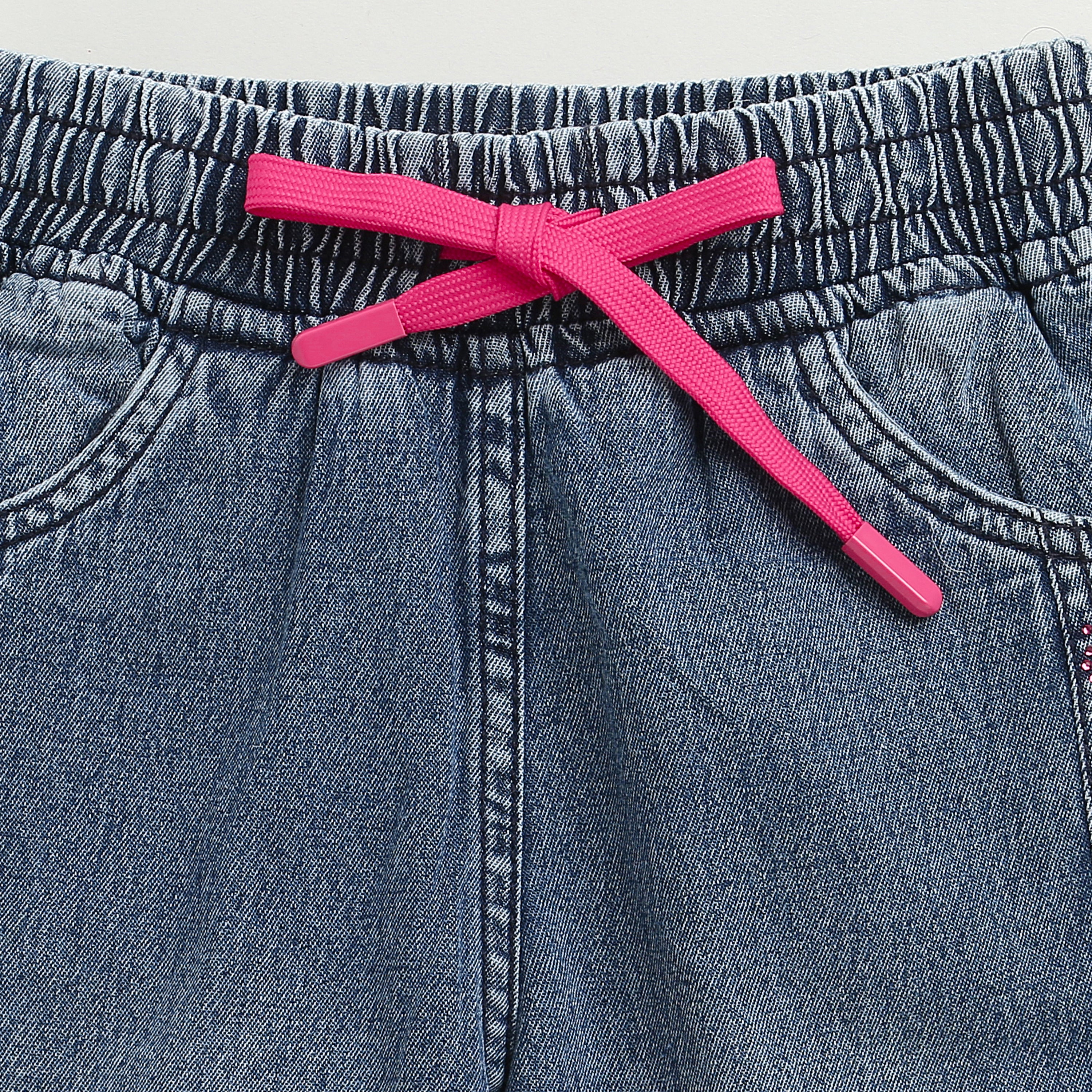 Barbie x Tiny Girl Light Wash Cargo Jeans for Girls | Trendy Kidswear