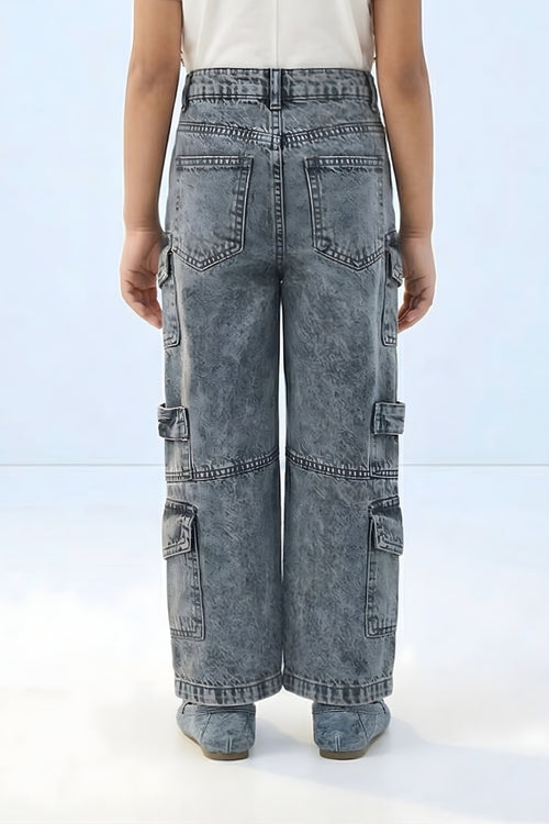 Barbie Black Cargo Denim Pants BAP551