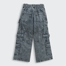 Barbie Washed Black Cargo Denim Pants for Girls