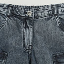 Barbie Washed Black Cargo Denim Pants for Girls