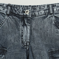 Barbie Washed Black Cargo Denim Pants for Girls