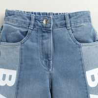 Barbie x Tiny Girl Dual-Tone Jeans for Girls | Trendy Western Wear