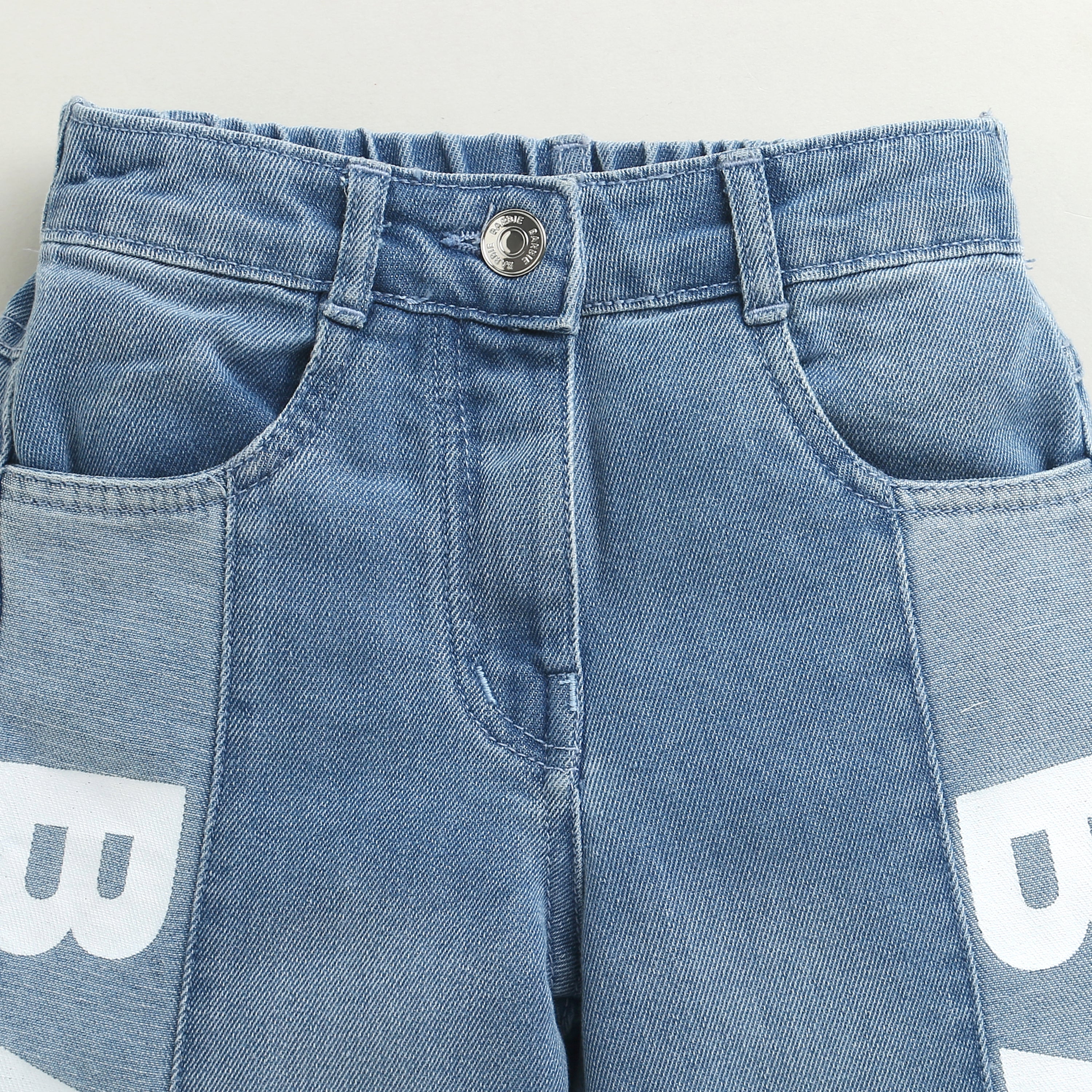 Barbie x Tiny Girl Dual-Tone Jeans for Girls | Trendy Western Wear