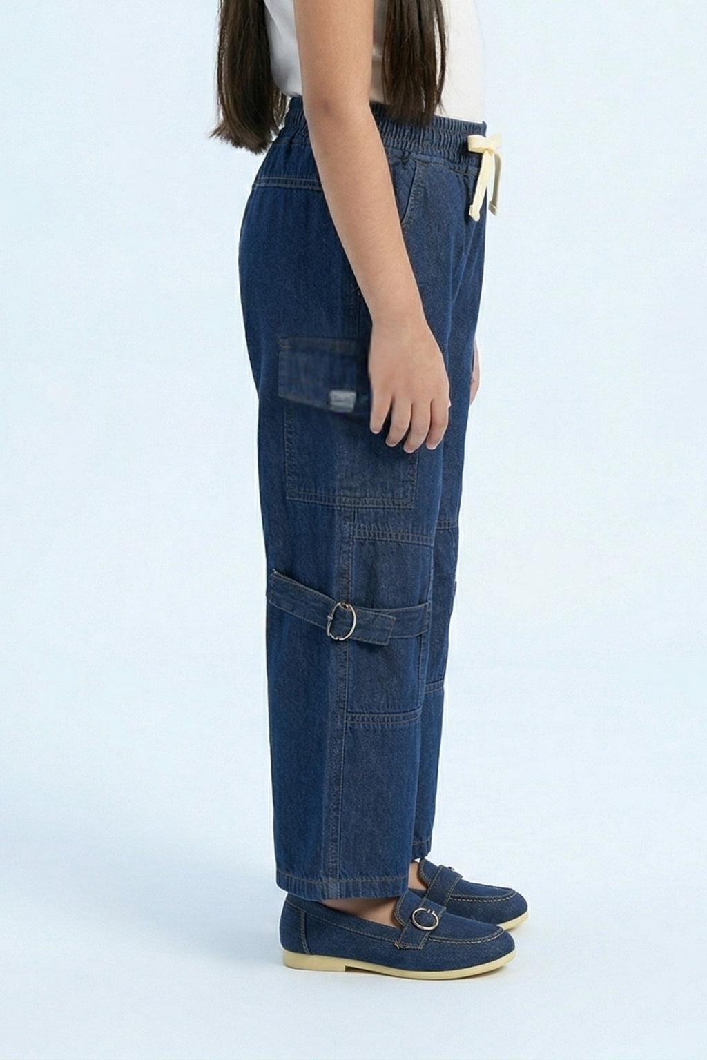 Barbie Dark Blue Wide-Leg Denim Cargo Pants BAP555