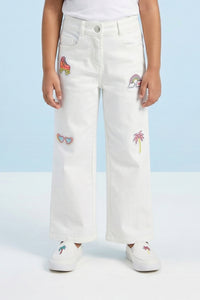 Barbie White Embroidered Jeans BAP572