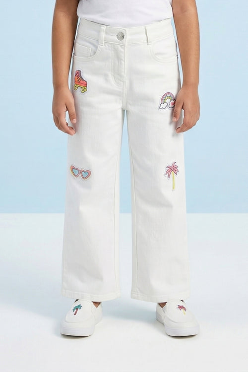 Barbie White Embroidered Jeans BAP572